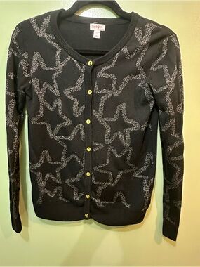 Cat & Jack Black Cardigan with Metallic Star Detail and Golf Buttons